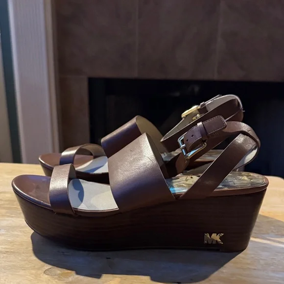 Michael Kors Brown Leather Sandals - Picture 2 of 5
